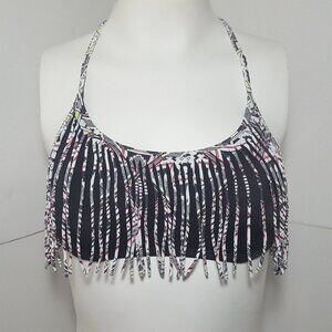 Pink Victoria's Secret halter bandeau bikini top black size S fringe swim bra